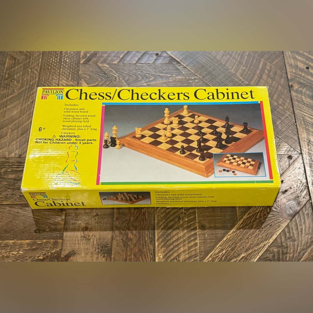 Pavilion Chess Checkers Cabinet 1992 Complete